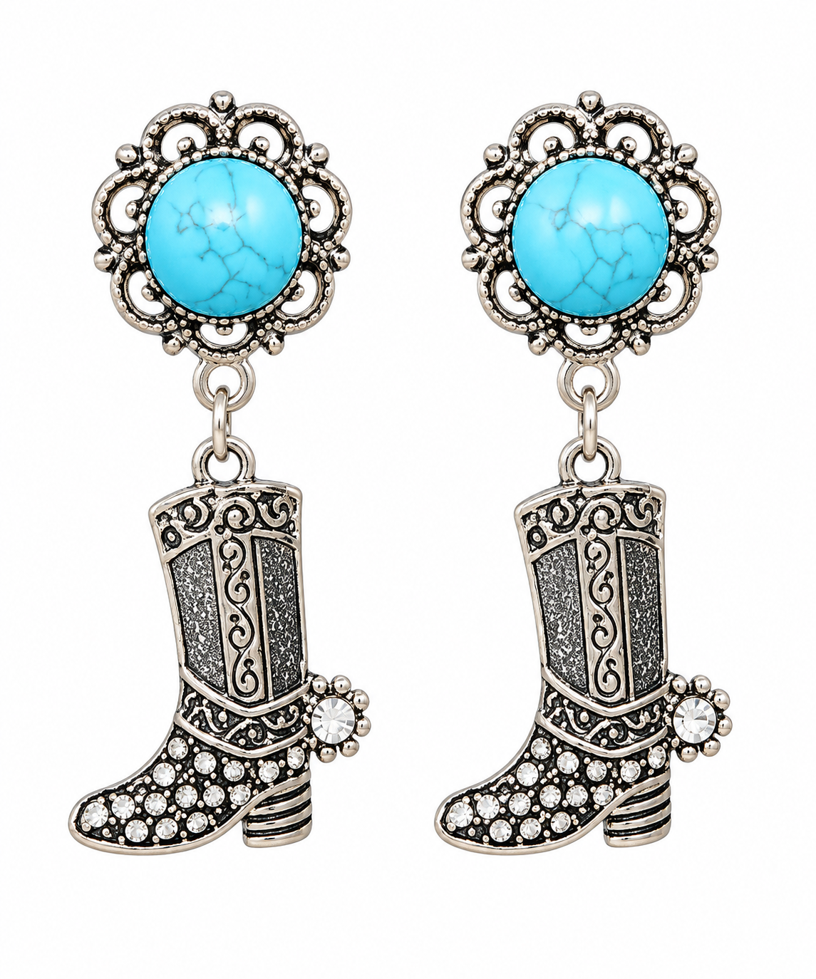Turquoise Cowboy Boot Statement Earrings