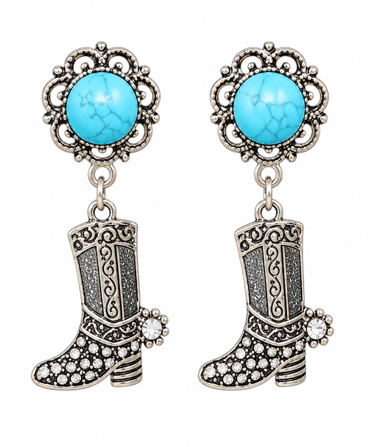 Turquoise Cowboy Boot Statement Earrings
