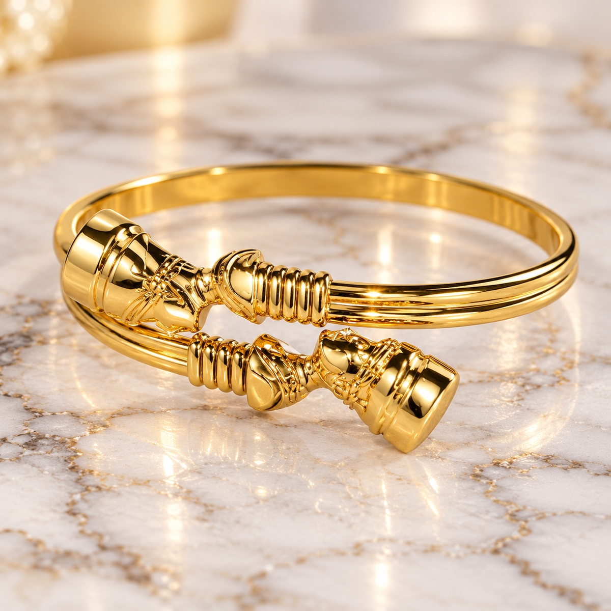 Gold-Tone Sculptural Open Cuff Bracelet