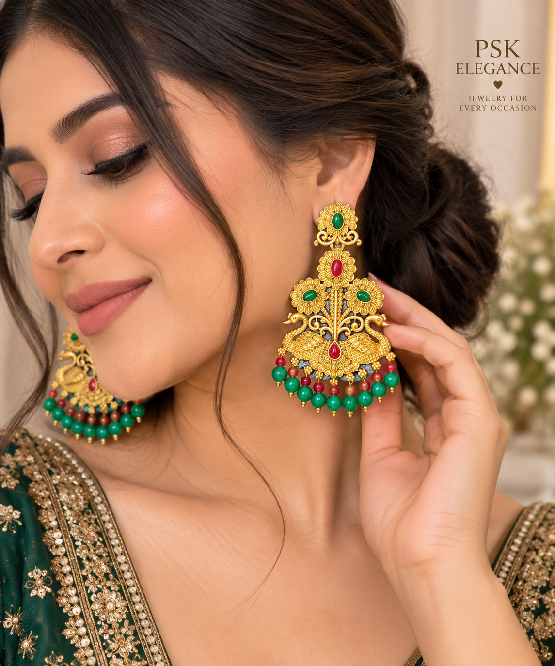 Peacock Meenakari Jhumka Earrings