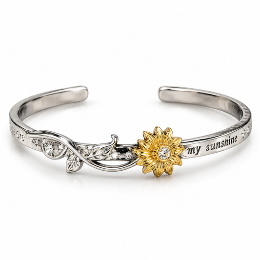 My Sunshine Silver-Tone Sunflower Cuff Bracelet