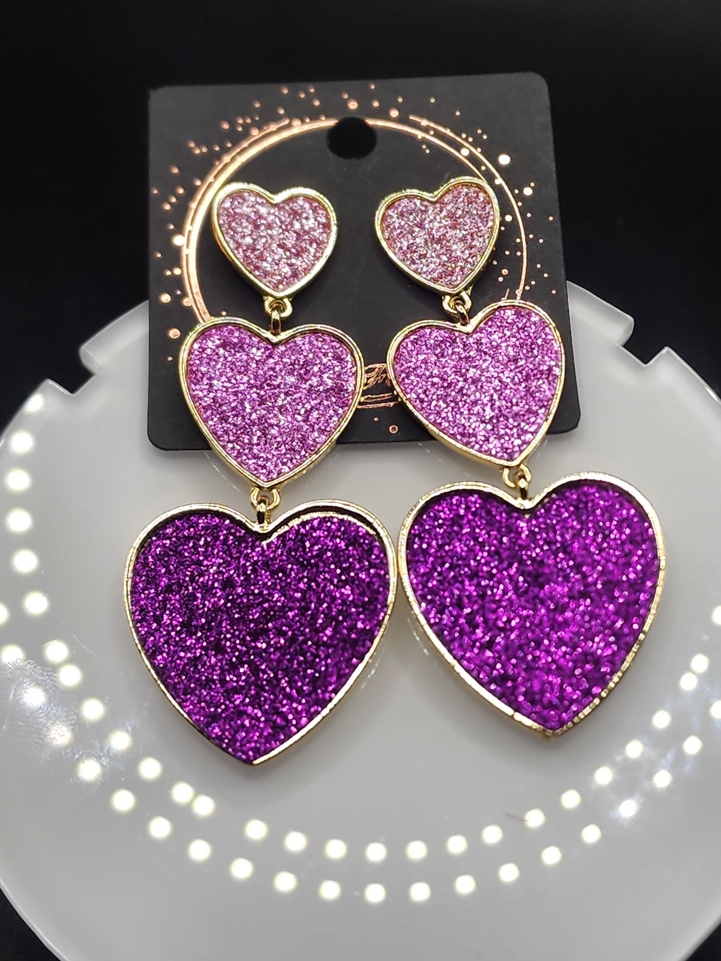 Love Heart Dangling Earrings – Cute  Glitter & Valentine Statement Jewelry