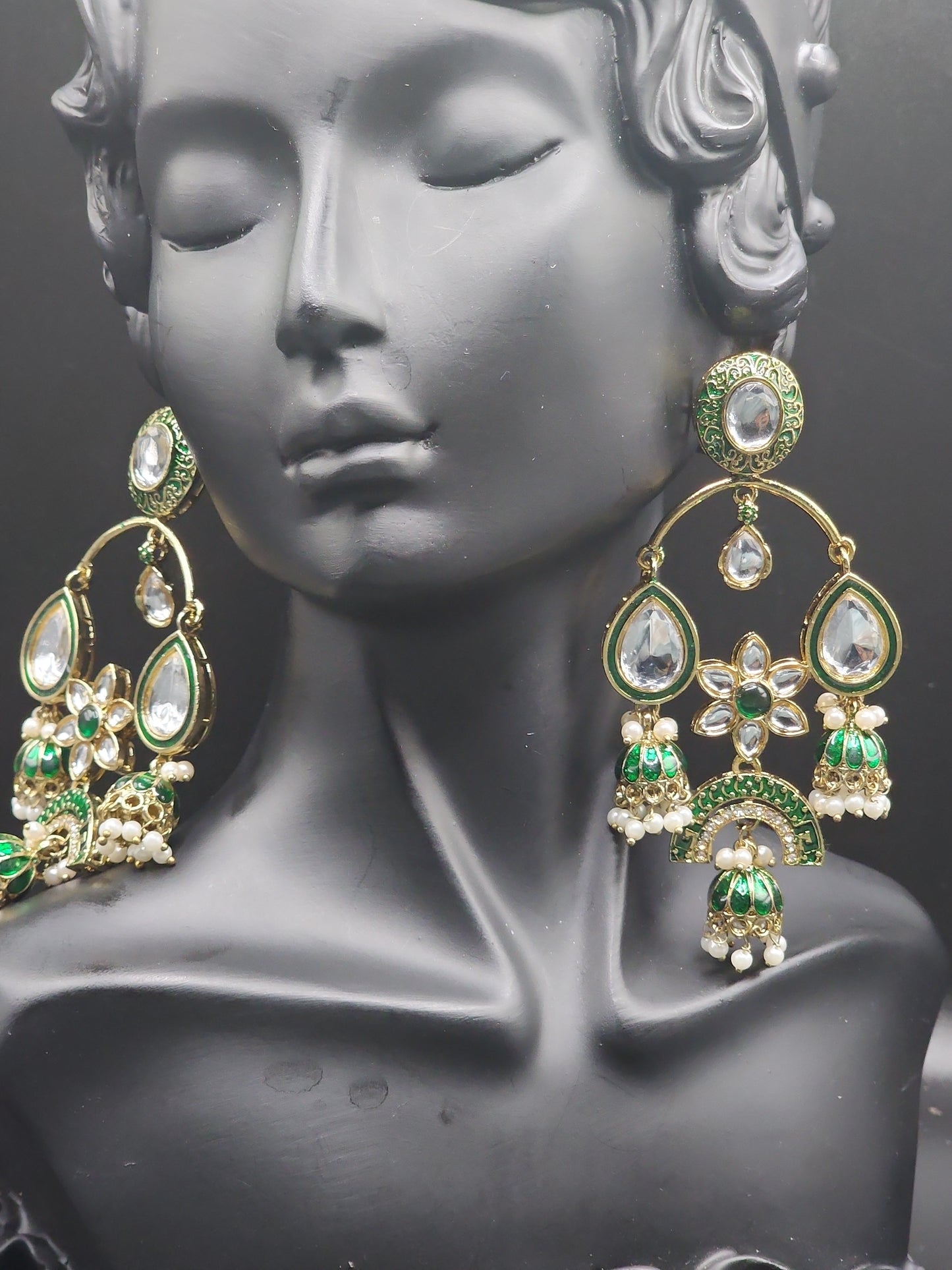 Emerald Royal Jhumka Statement Earrings