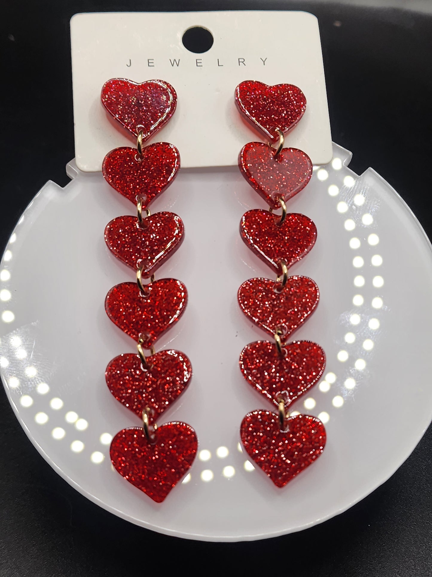 Love Heart Dangling Earrings – Cute  Glitter & Valentine Statement Jewelry