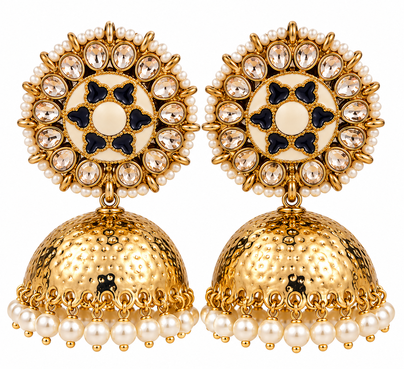 Pearl & Gold Jhumka Earrings | Traditional Indian Statement Earrings