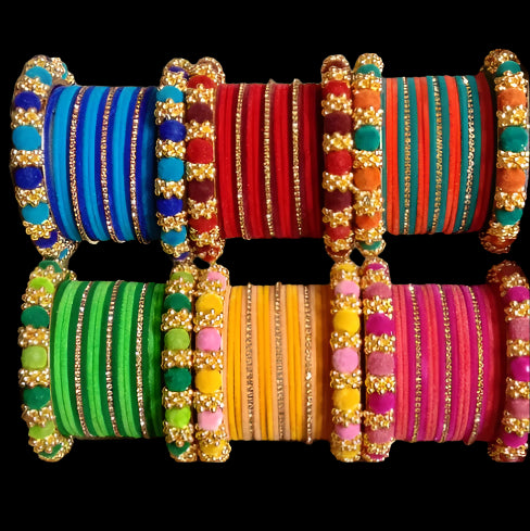 Gold Plated Velvet Bangles Set