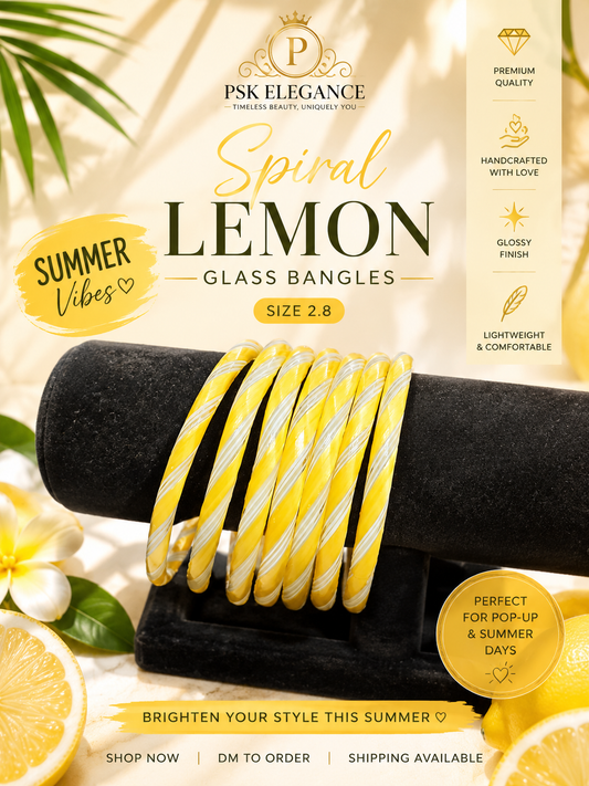 Lemon Twist Glass Bangles – Set of 6