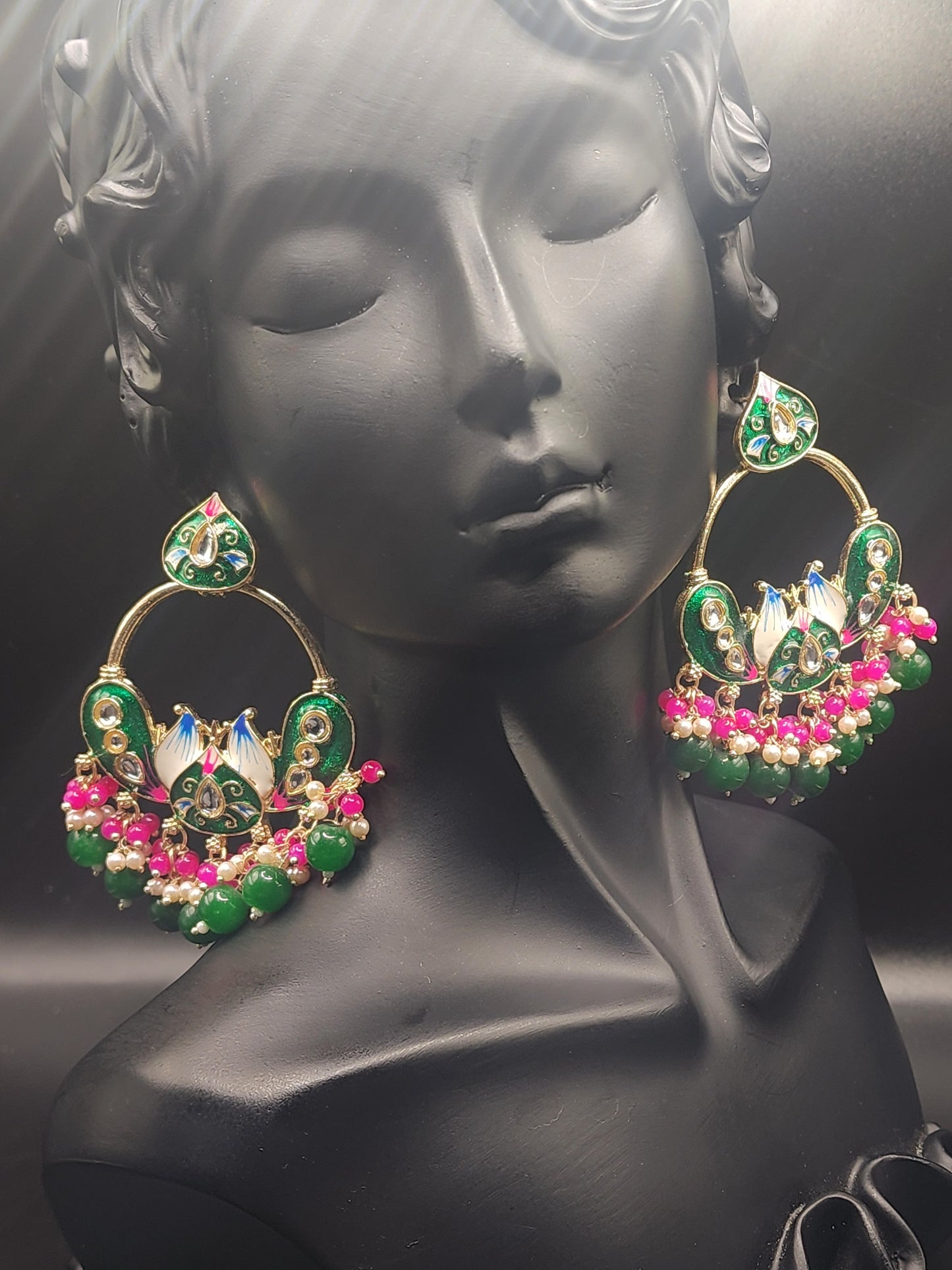 Emerald Bloom Chandbali Earrings 💚