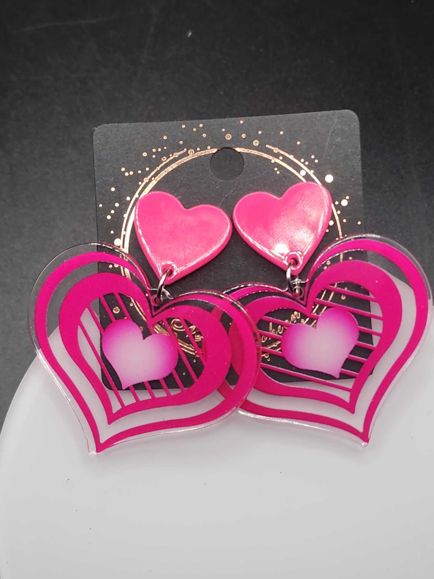 Love Heart Dangling Earrings – Cute  Glitter & Valentine Statement Jewelry