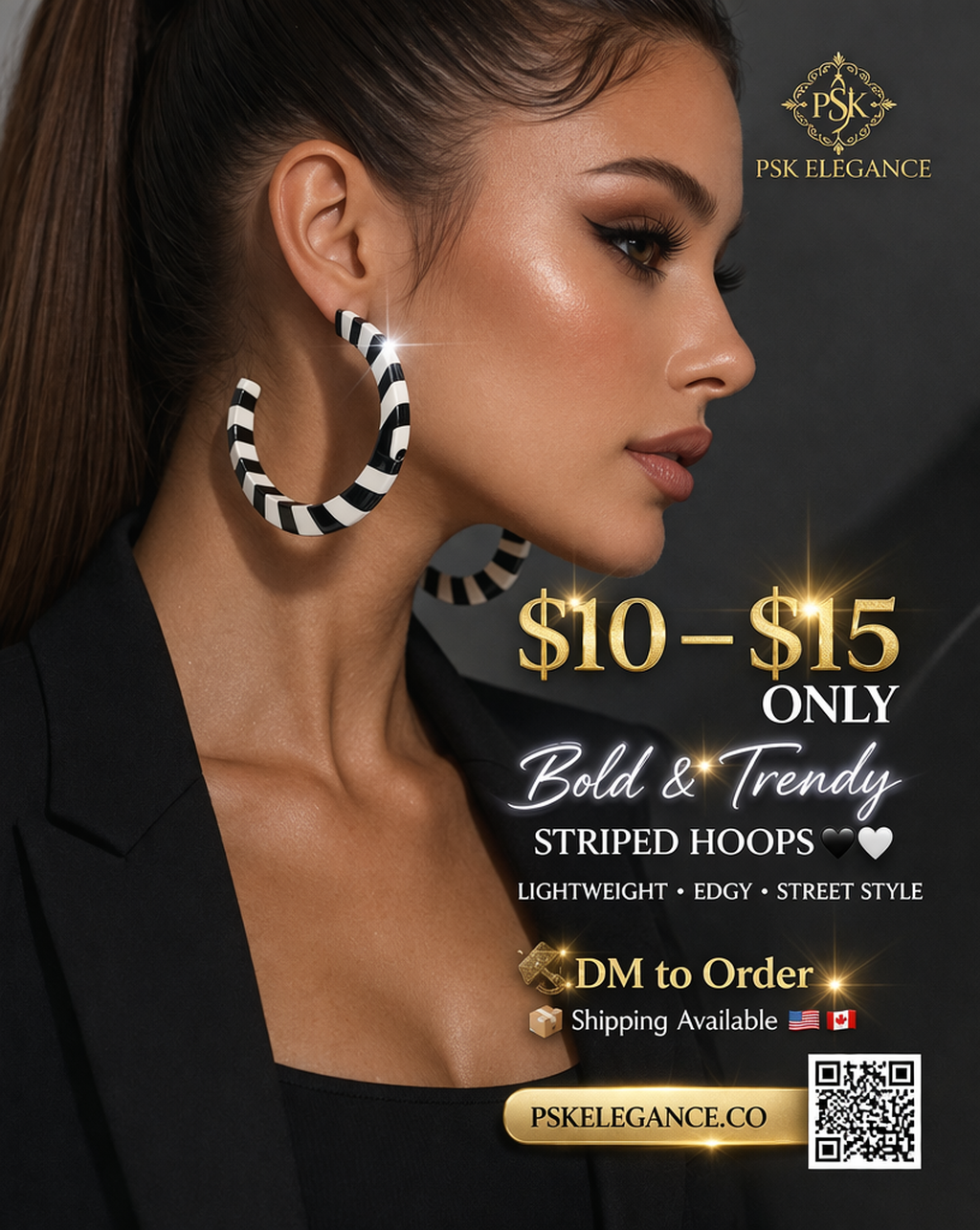 Stripped Hoops Earrings