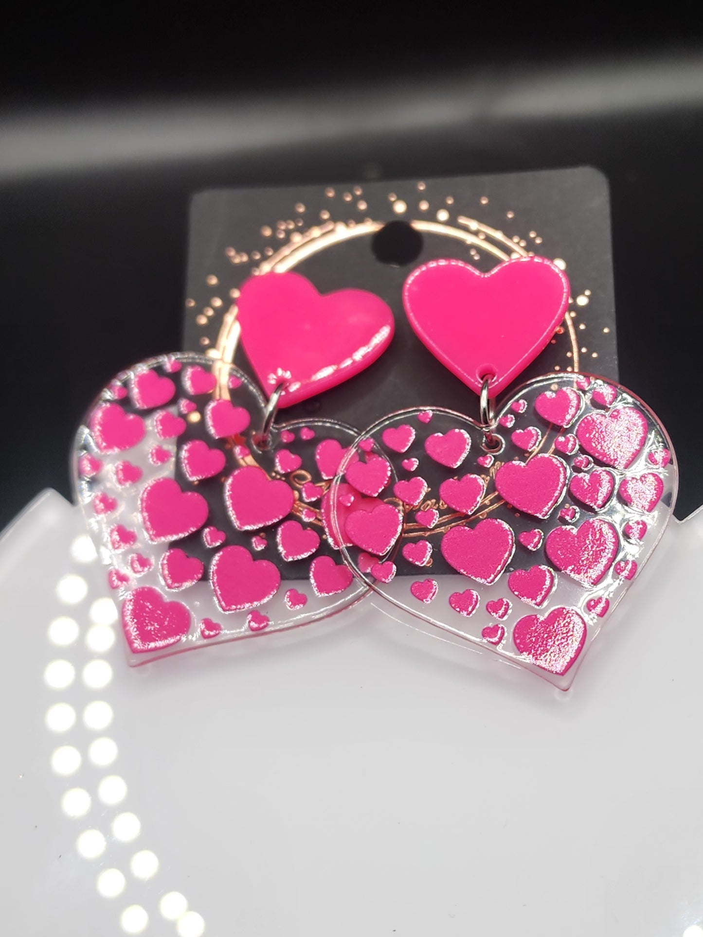 Love Heart Dangling Earrings – Cute  Glitter & Valentine Statement Jewelry