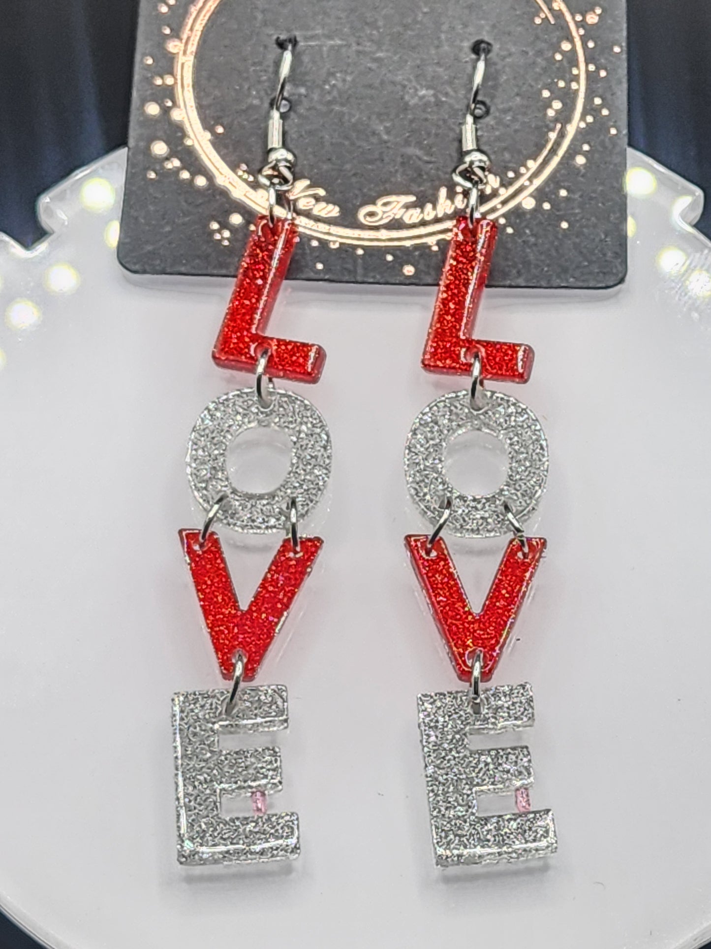 Love Heart Dangling Earrings – Cute  Glitter & Valentine Statement Jewelry