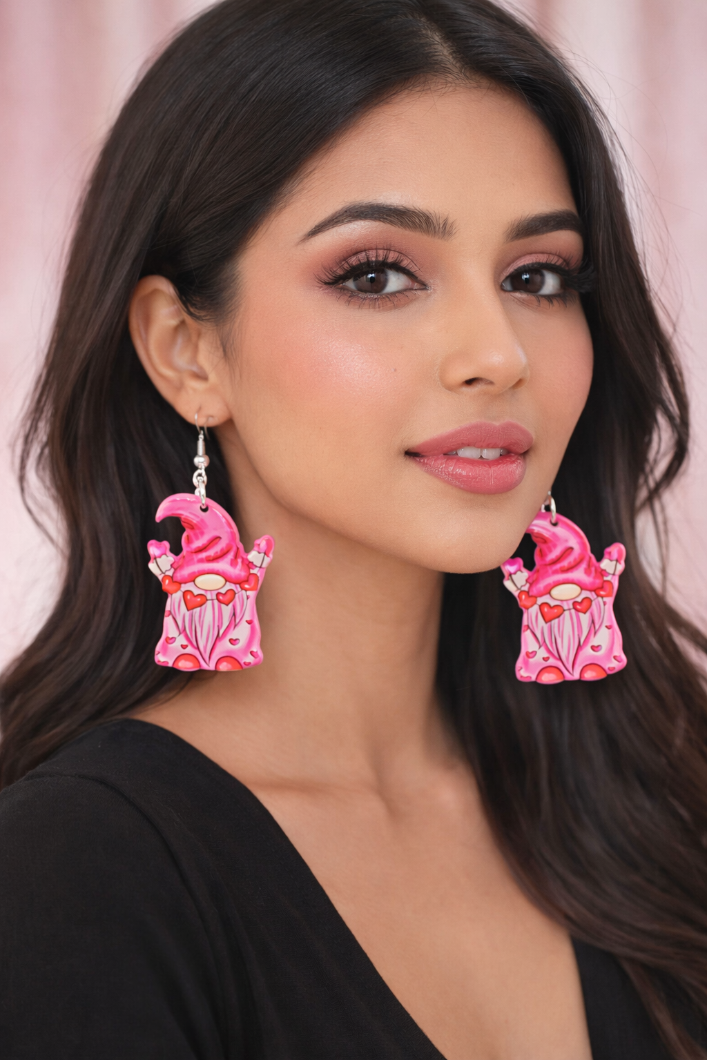 Valentine Gnome Heart Drop Earrings