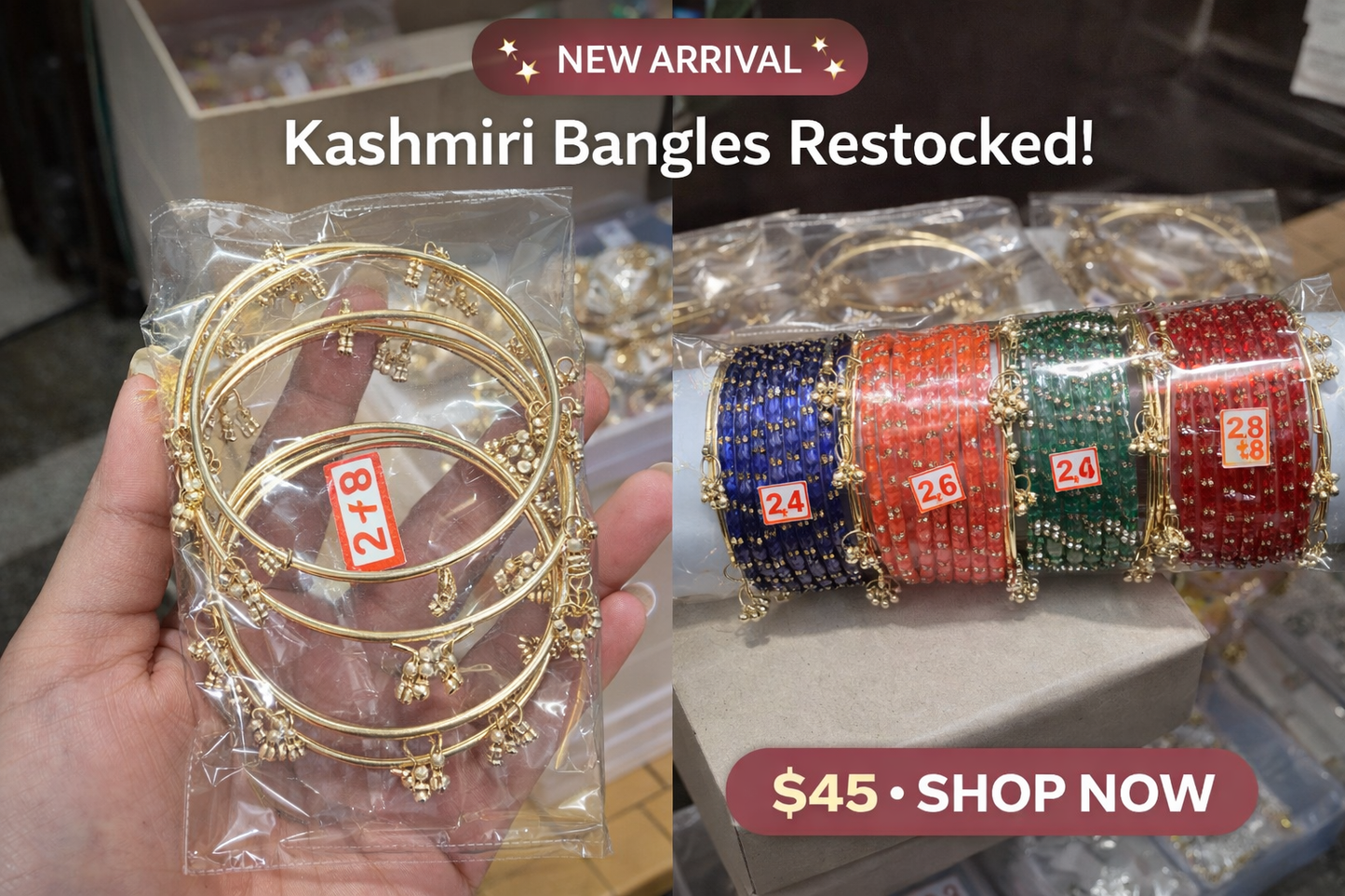 VIRAL BANGLES ✨
Kashmiri Charm Bangles
💎 Multiple Colors
