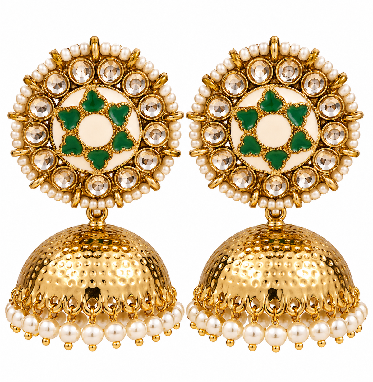 Green Meenakari Jhumka Earrings