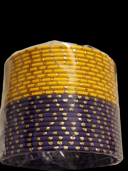 Multicolor Traditional Indian Bangle Set Collection with Gold Glitter Dots for Women | PSK ELEGANCE