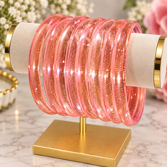 Pink Jelly Glass Bangles – Size 2.8