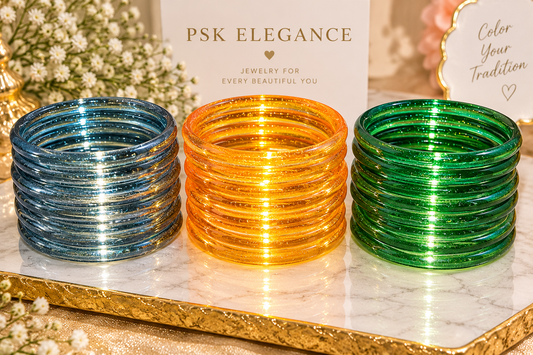 Beautiful Jelly Glass Bangles Collection featuring smoky grey, amber/orange, and deep green translucent shades