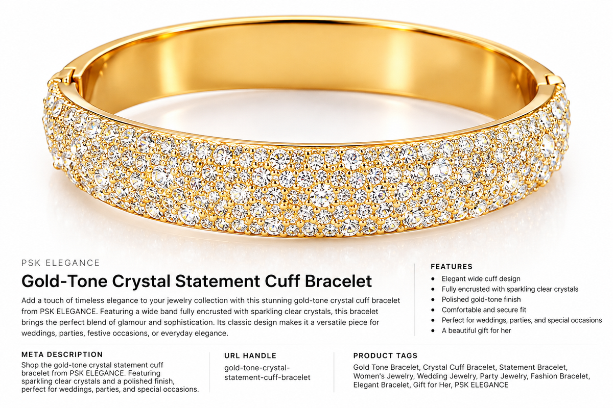 Gold-Tone Crystal Statement Cuff Bracelet
