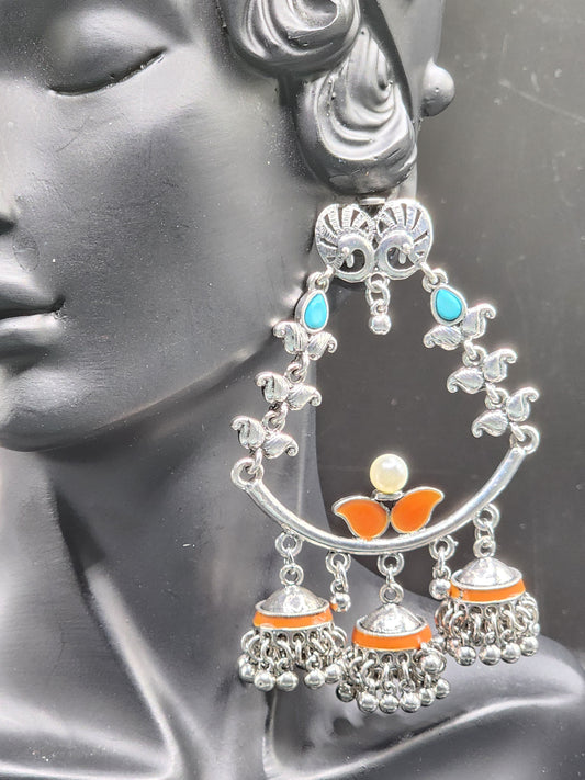 Lotus 🪷 silver dangling Earrings