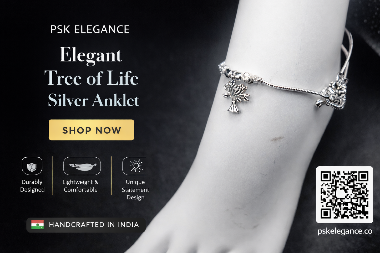 PSK ELEGANCE Tree of Life Silver Anklet