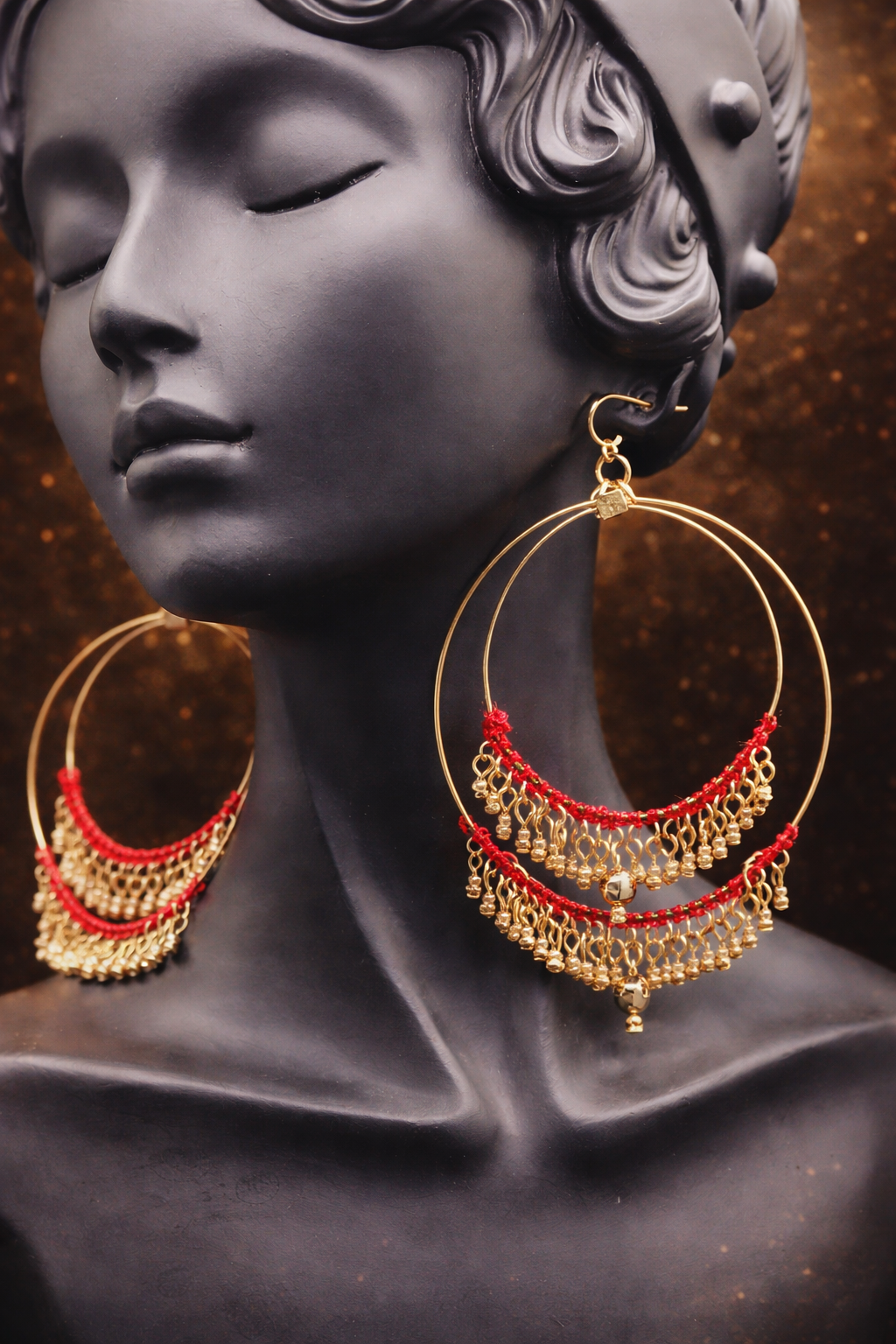 Red hoop earrings