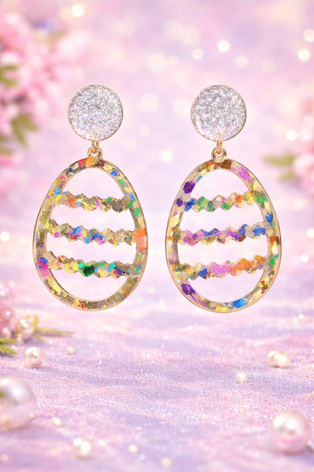 Glitter Egg Statement Earrings – PSK ELEGANCE 🐣✨