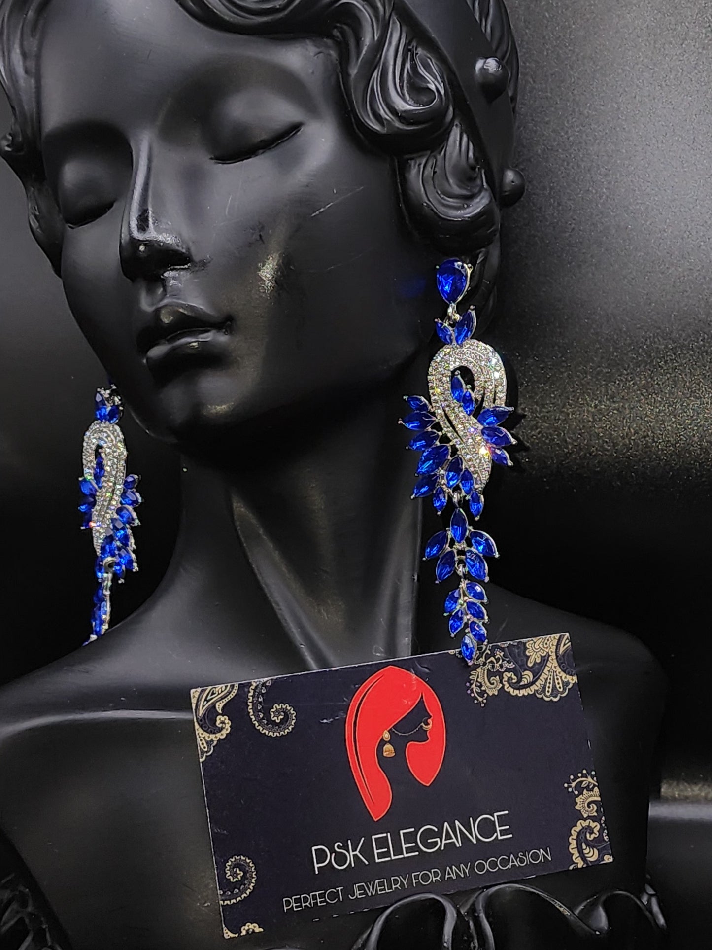 Silver Crystal Jhumka Statement Drop Earrings