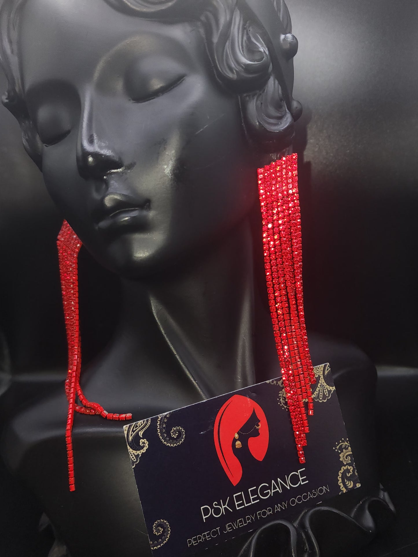 Silver Crystal Jhumka Statement Drop Earrings