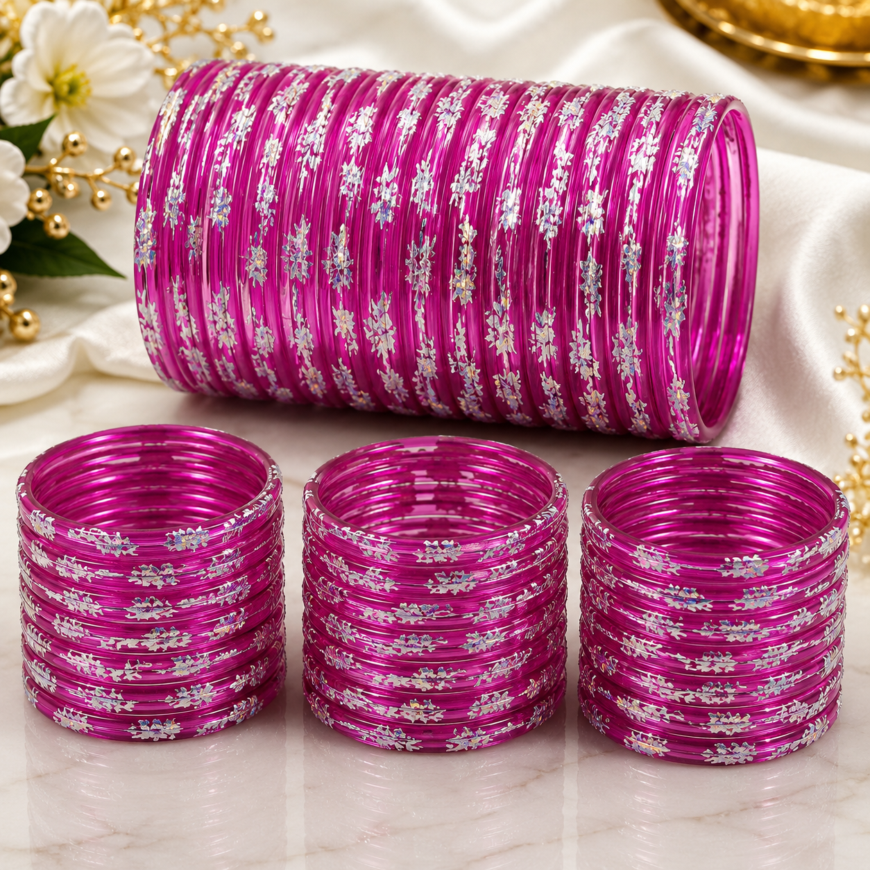 Glitter Glass Bangles Collection – Size 2.12