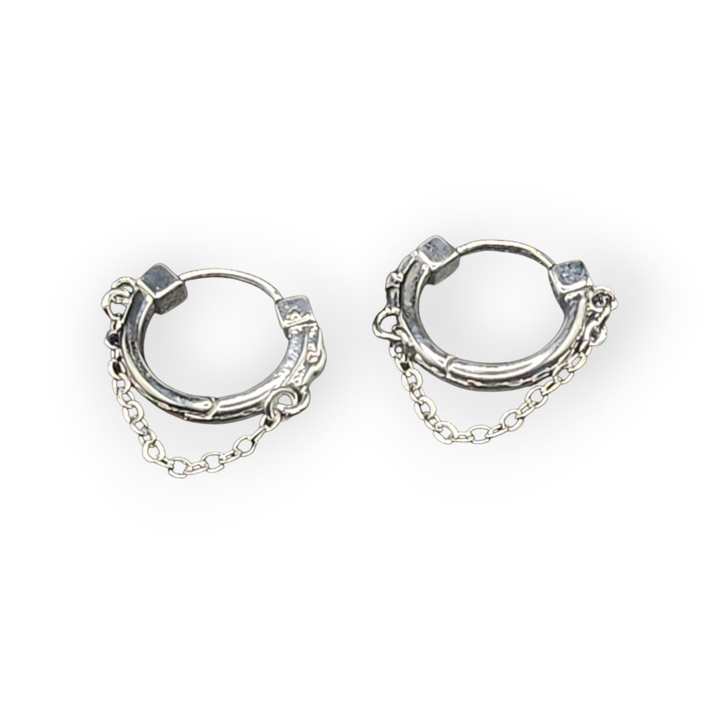 Silver Chain Hoop Earrings