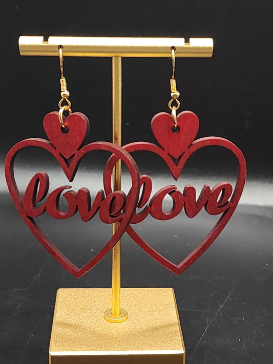 Love Script Heart Statement Earrings
