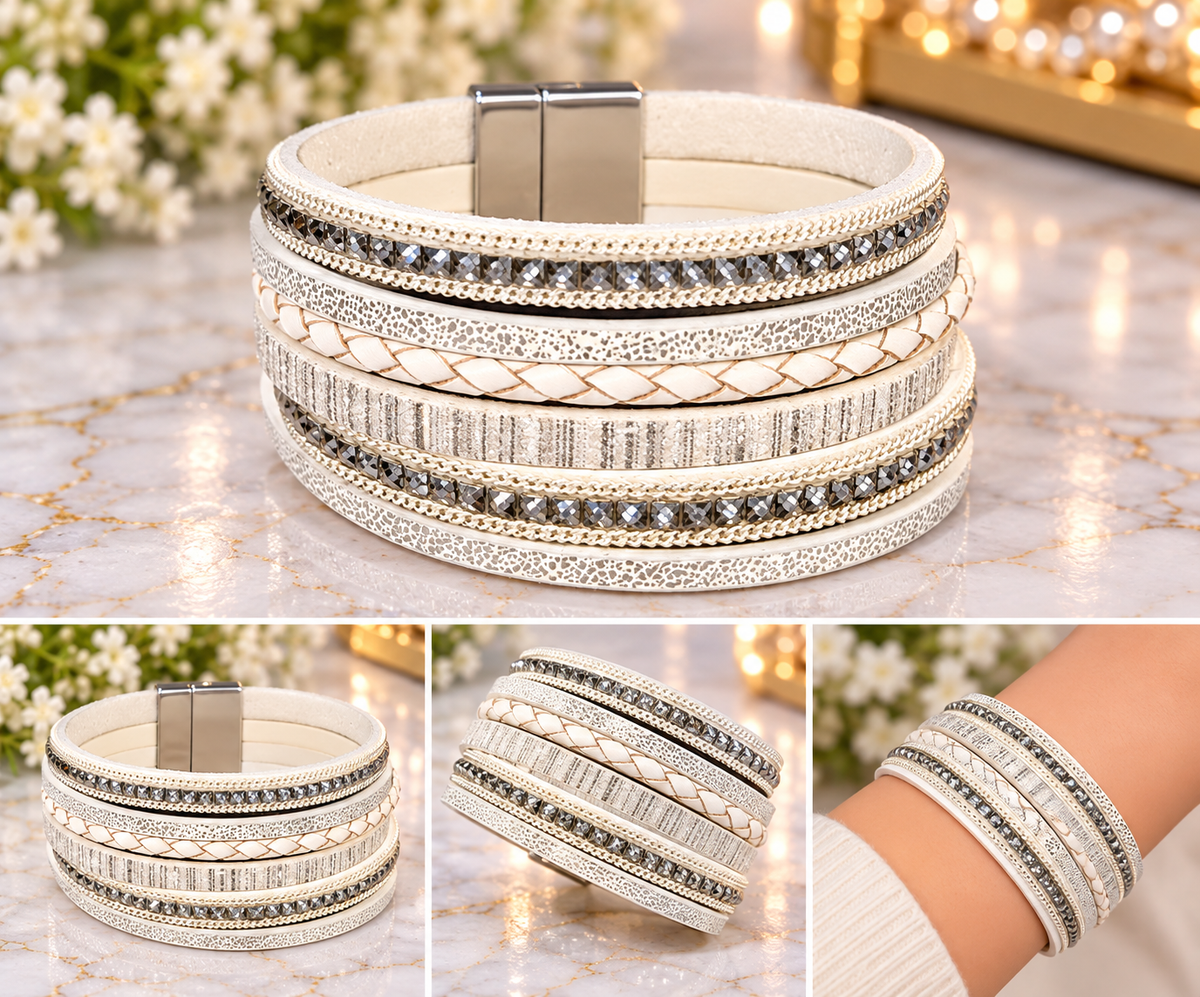 White Crystal Multi-Layer Wrap Bracelet