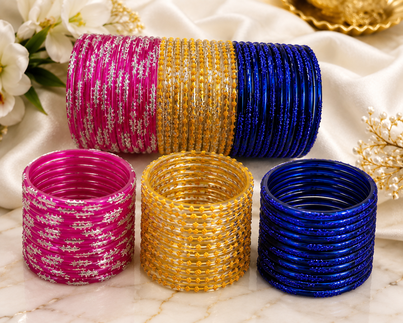 Glitter Glass Bangles Collection – Size 2.12