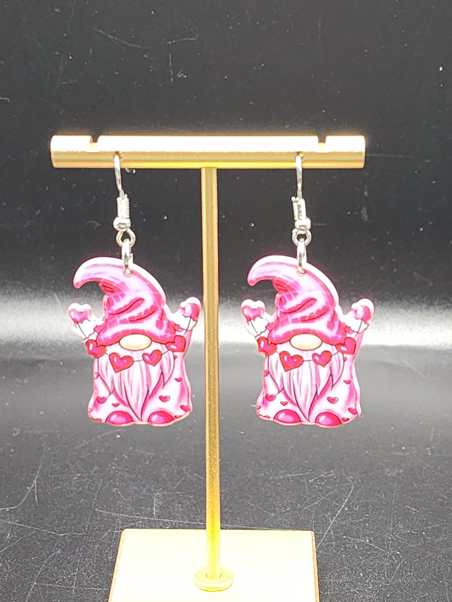 Valentine Gnome Heart Drop Earrings
