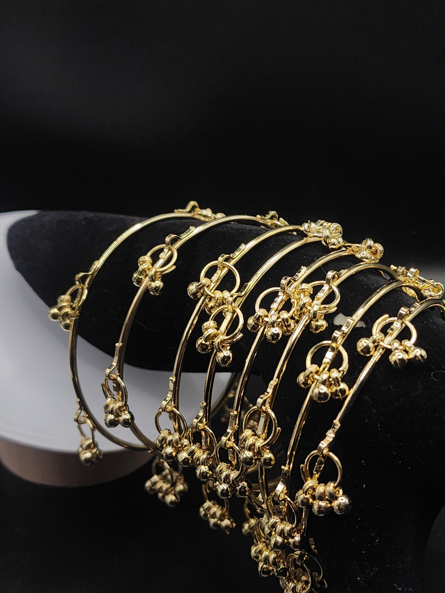 Gold Tone Multi-Bangle Set with Dangling Charms | Indian Statement Bangles