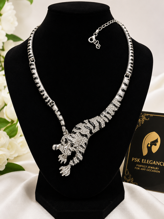 Tiger Statement Crystal Necklace