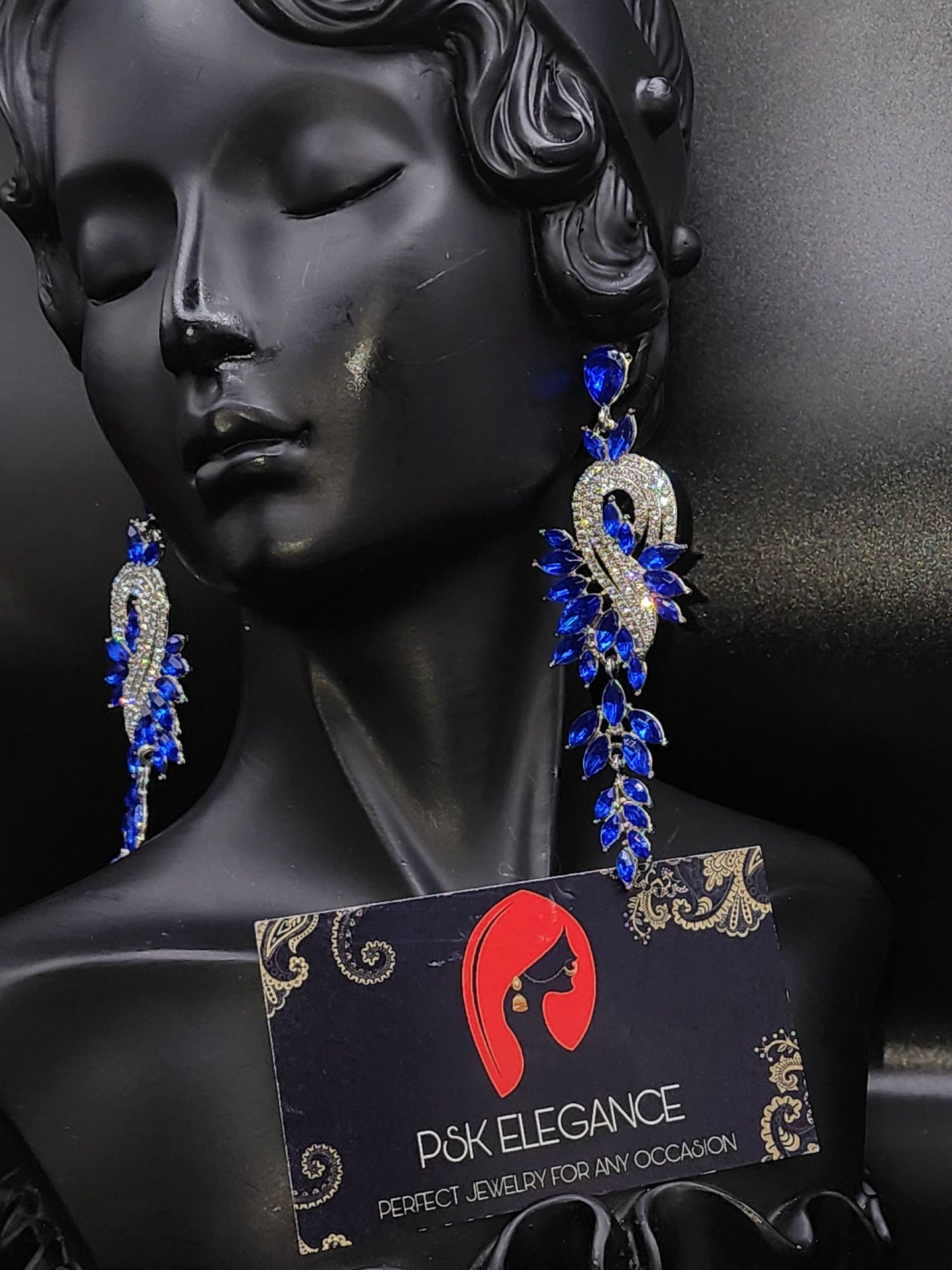 Silver Crystal Jhumka Statement Drop Earrings