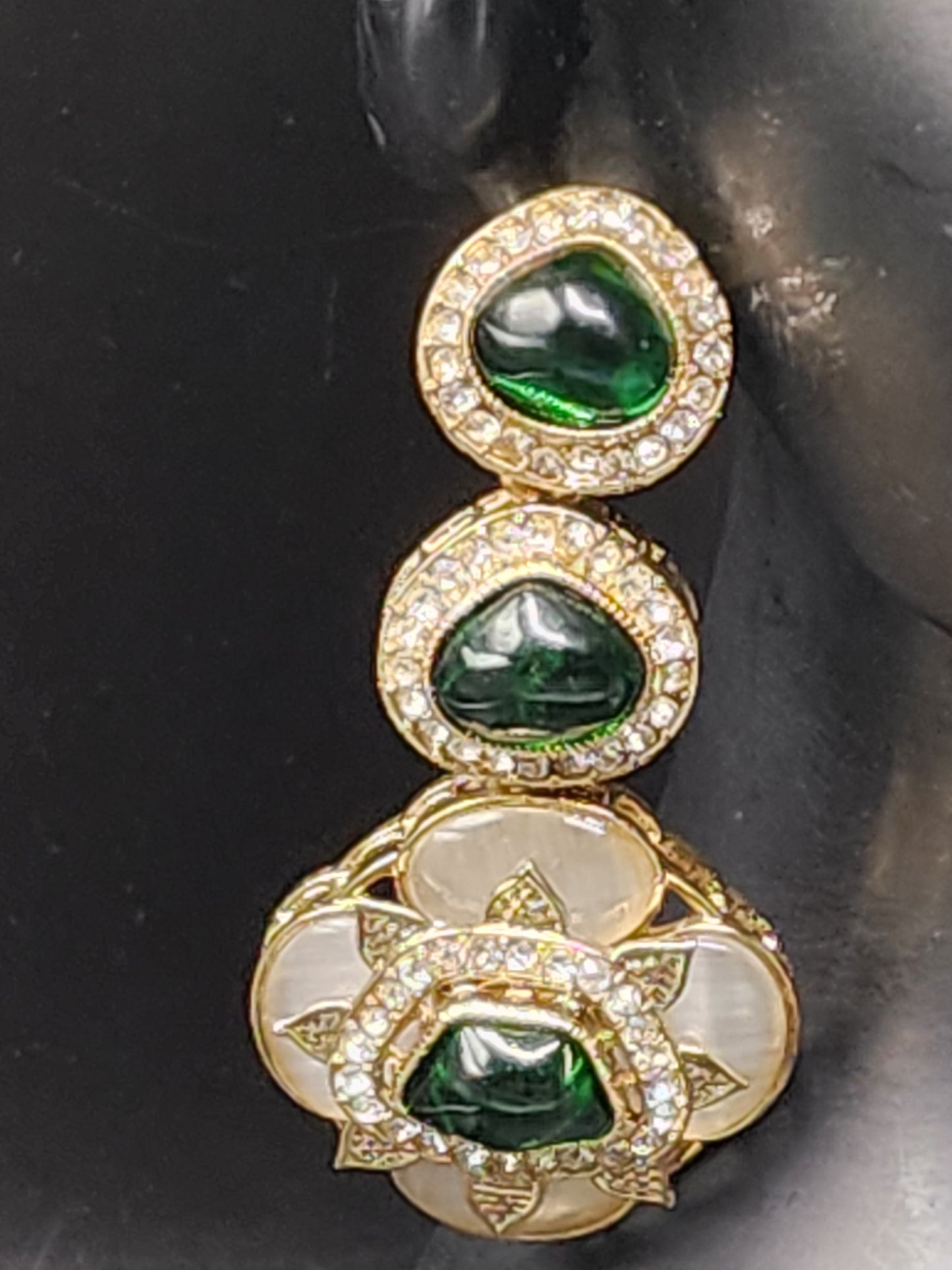 Emerald Floral Kundan Drop Earrings | Elegant Indian Jewelry