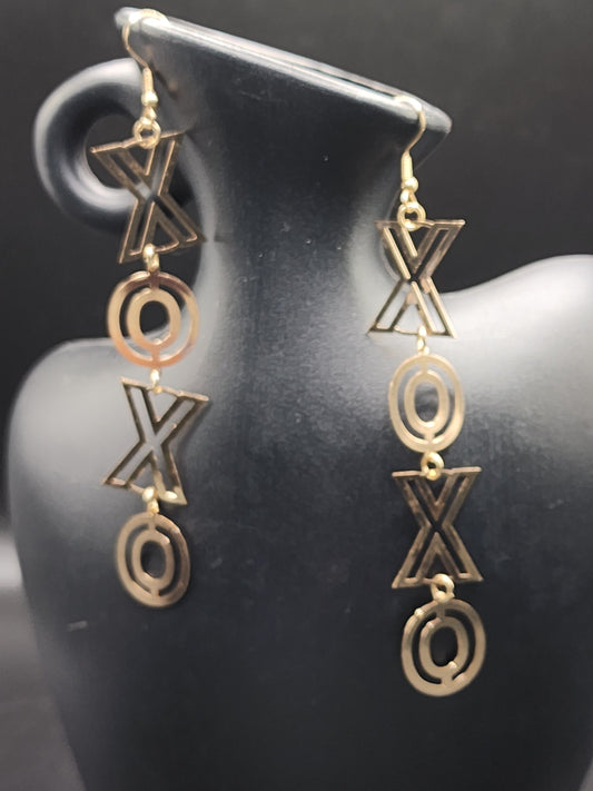 Gold XO Statement Drop Earrings