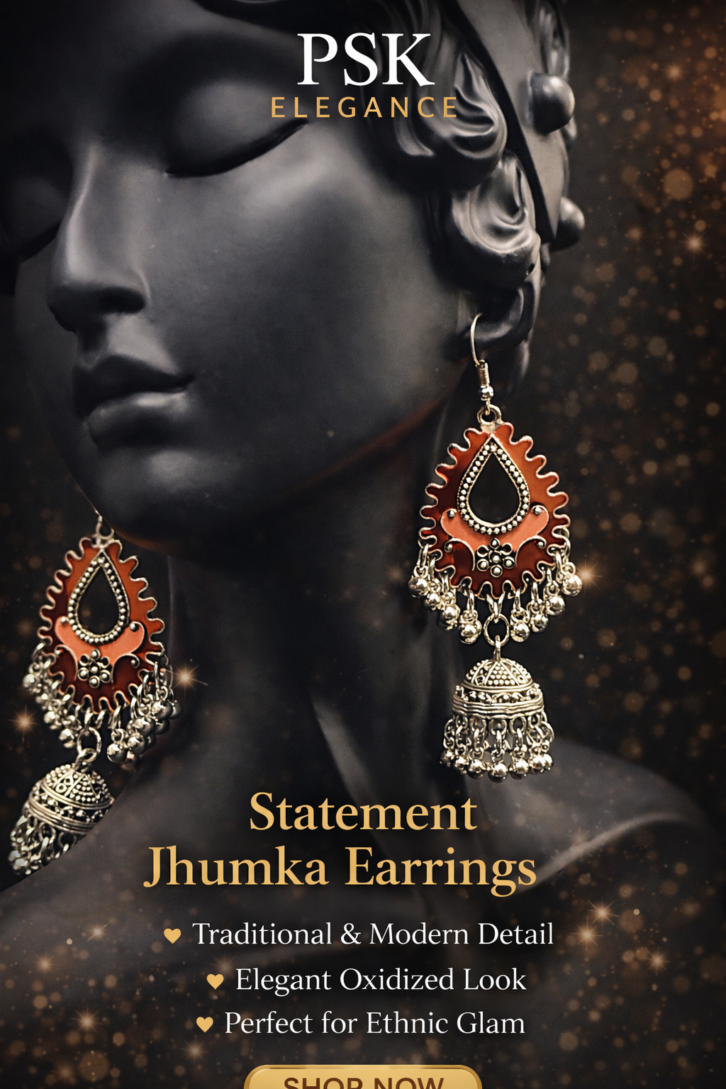 Elegant silver dual-toned dangling earrings.