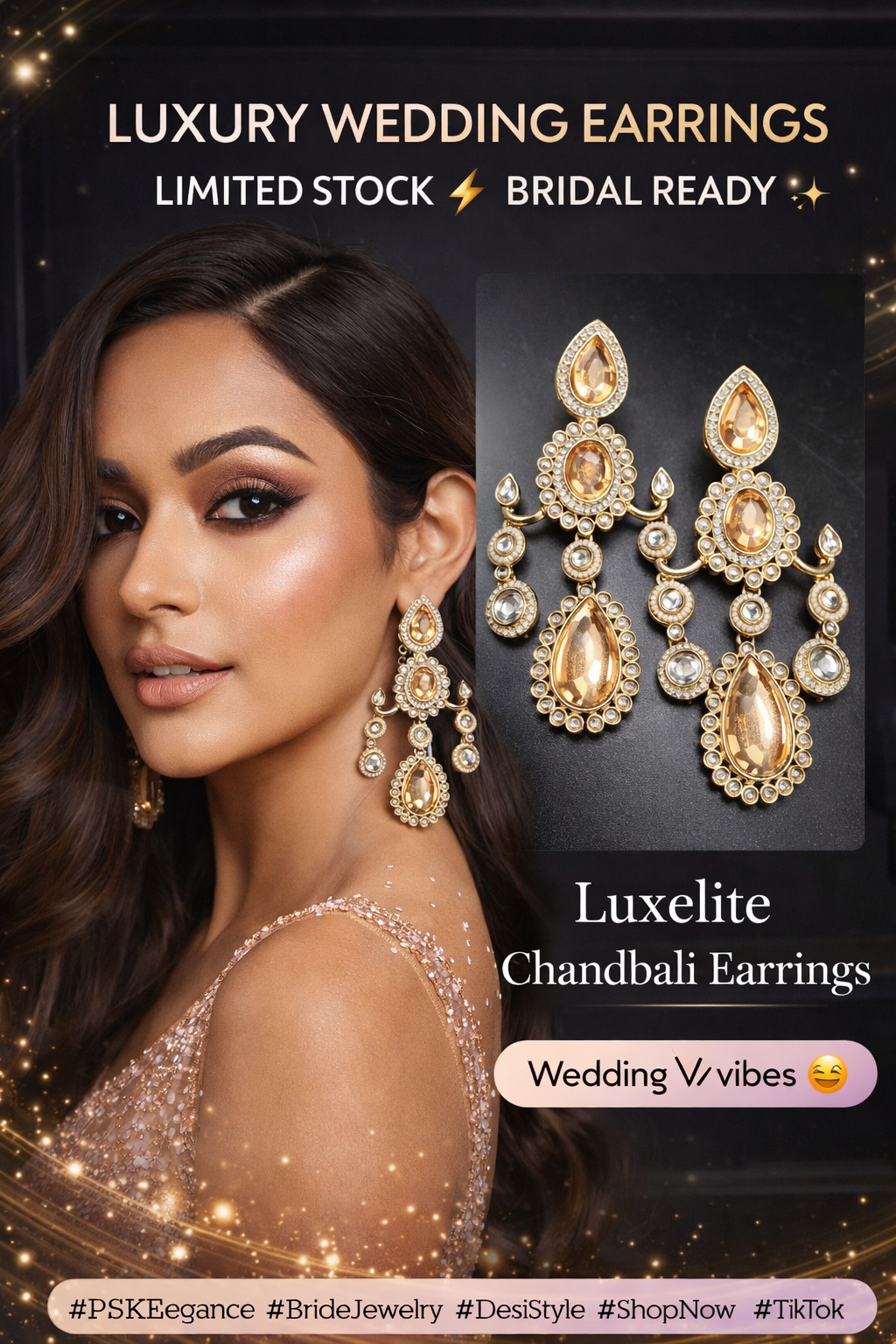 Champagne Glow Statement Chandbalis