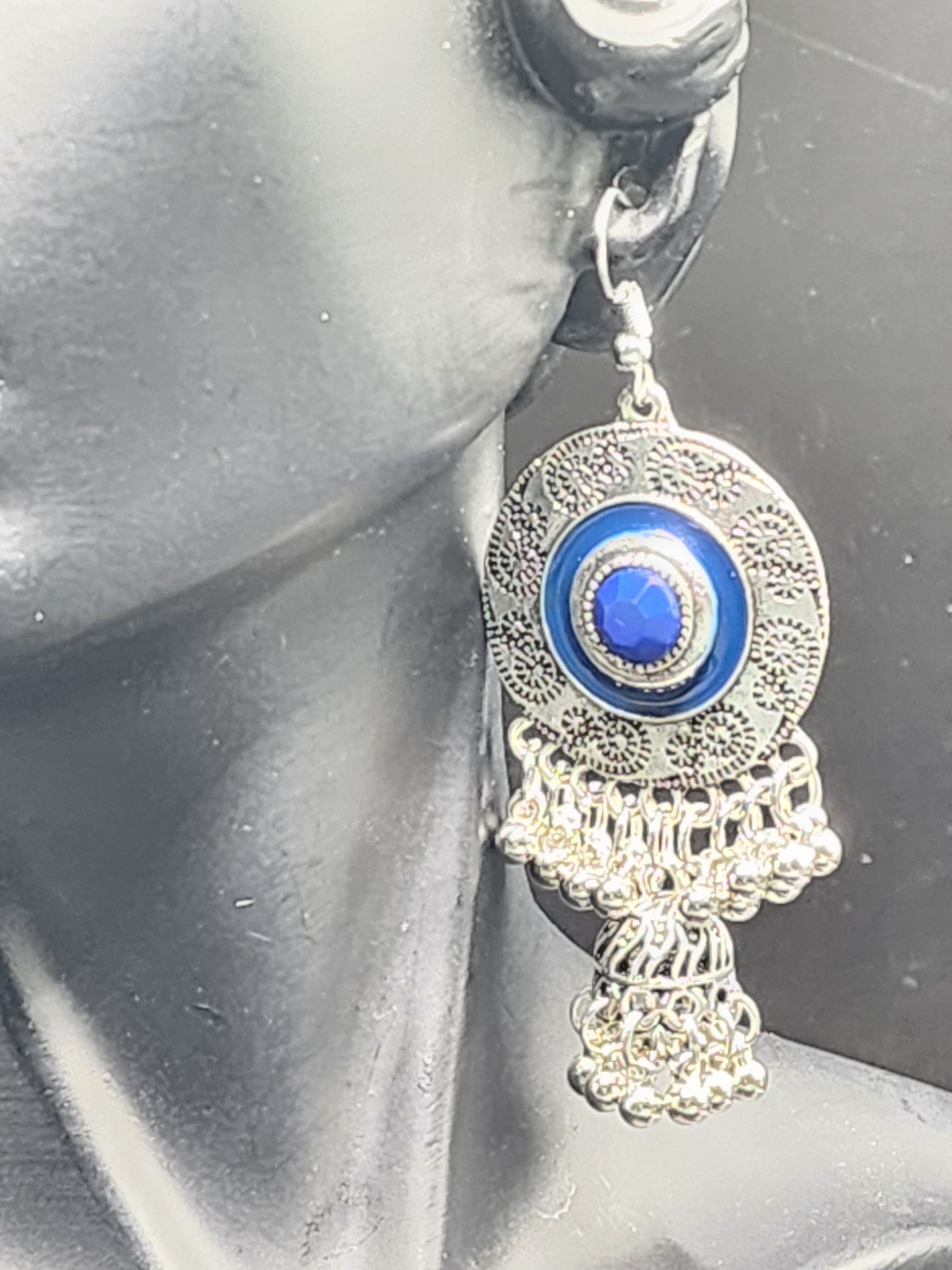 Silver blue dangling Earrings