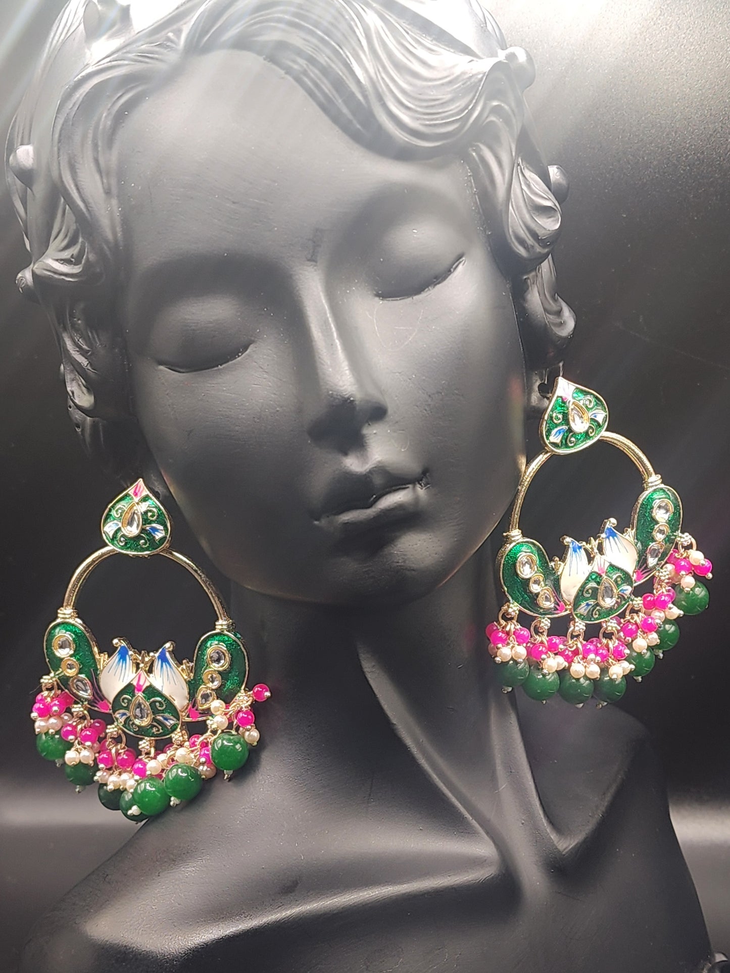 Emerald Bloom Chandbali Earrings 💚
