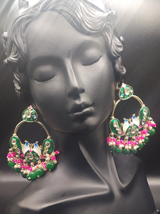 Emerald Bloom Chandbali Earrings 💚
