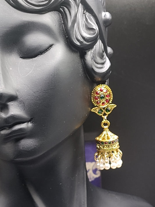 Classic Multicolor Pearl Jhumka Earrings