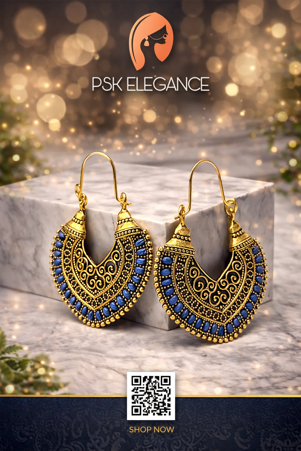 Royal blue accents Earings dangling 💙