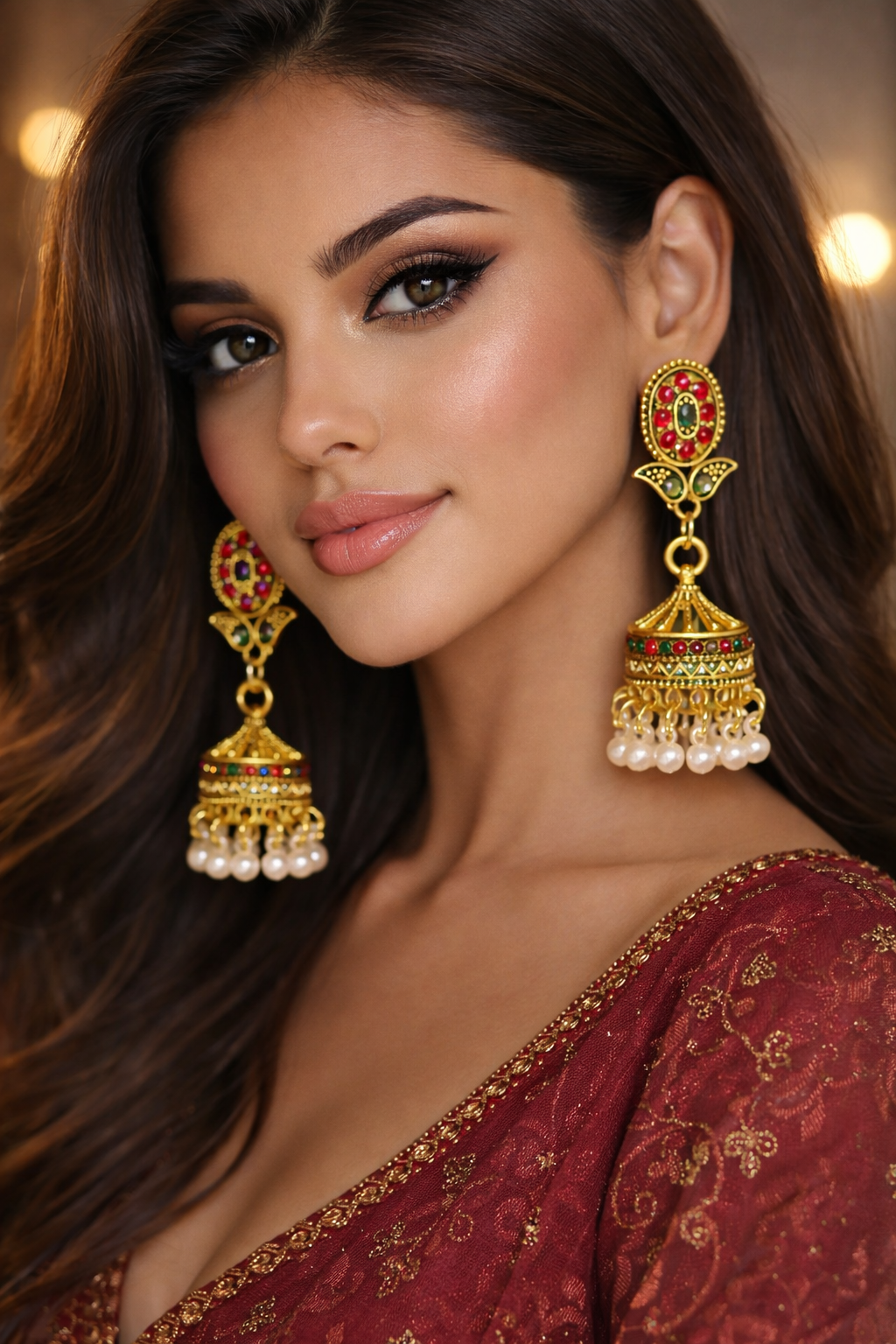 Classic Multicolor Pearl Jhumka Earrings