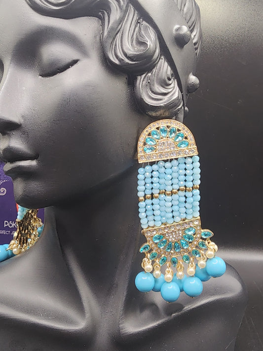 BLUE GOLD JHUMKAS