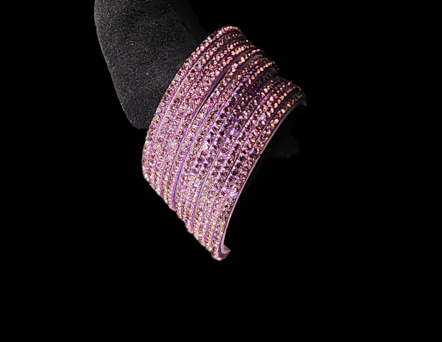 Lavender Purple Glass Glitter Bangles Set | Sparkling Crystal Stack | Indo-Western Statement Jewelry